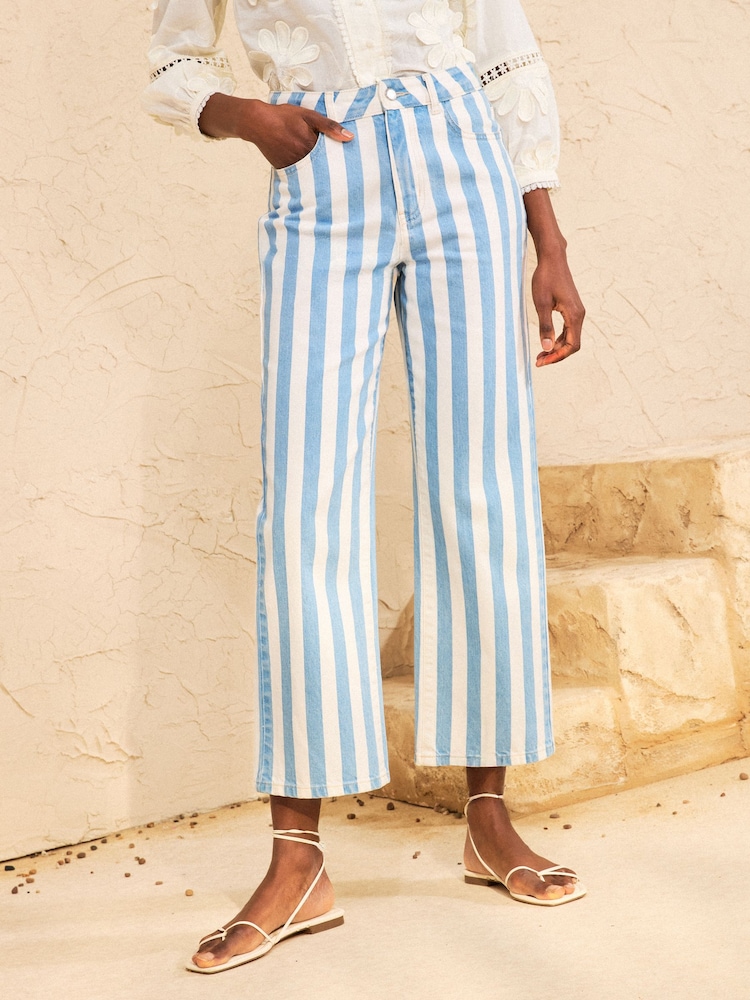 Love & Roses Multi Pintuck Crop Wide Leg Jeans - Image 1 of 5