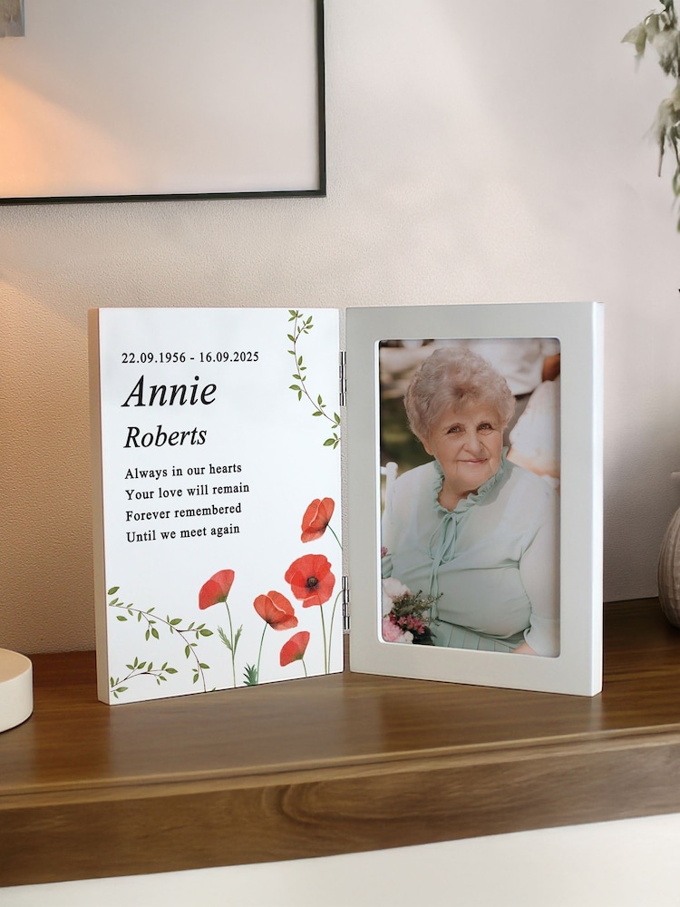Personalised Memorial Wooden Hinged 6x4 Photo Frame by PMC - Image 1 of 4