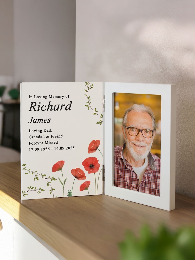 Personalised Memorial Wooden Hinged 6x4 Photo Frame by PMC - Image 2 of 4
