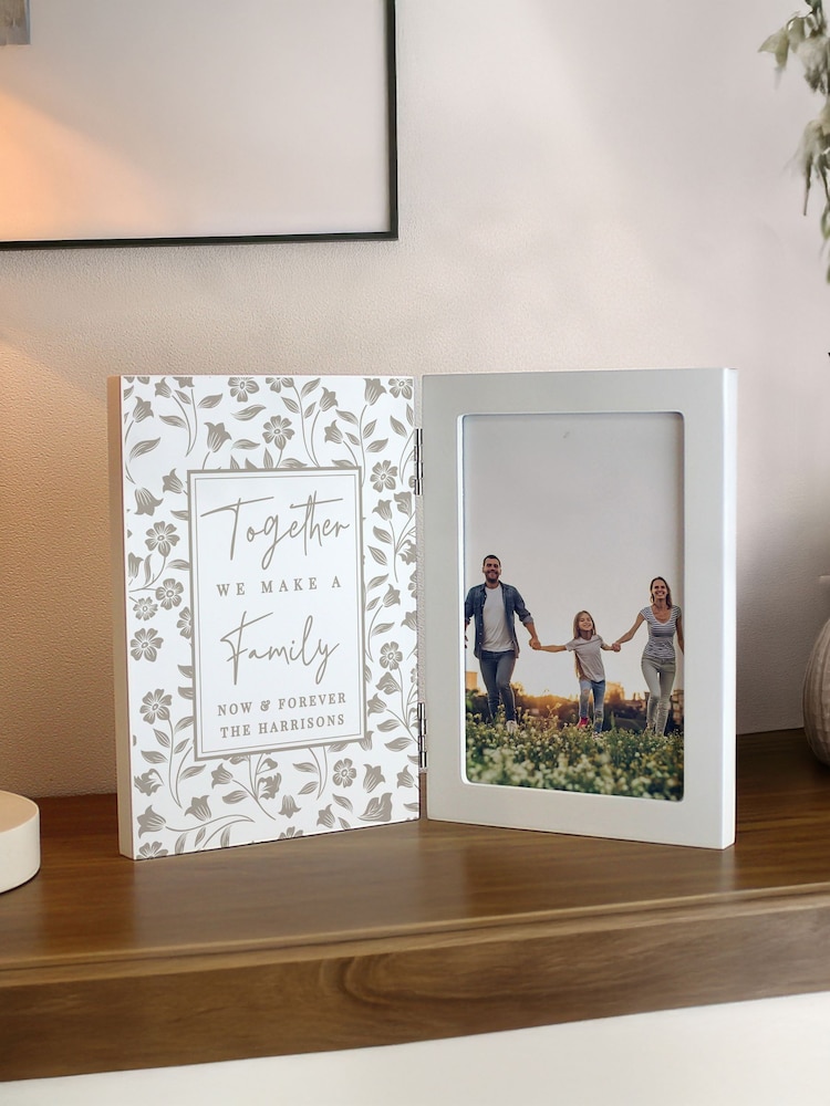 Personalised Family Wooden Hinged 6x4 Photo Frame by PMC - Image 2 of 3 Personalised Family Wooden Hinged 6x4 Photo Frame by PMC - Image 2 of 3