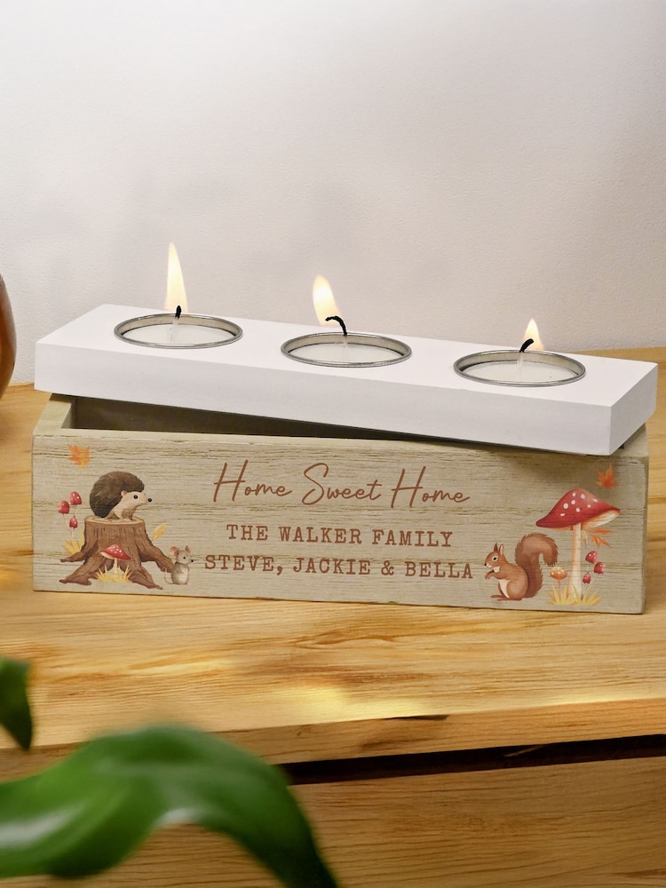 Personalised Autumn Triple Tea Light Box by PMC - Image 1 of 3