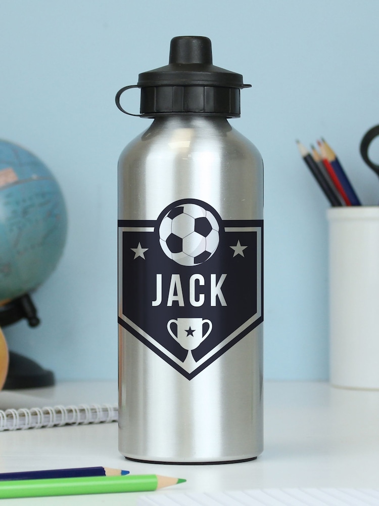 Personalised Football Silver Drinks Bottle by PMC - Image 3 of 3 Personalised Football Silver Drinks Bottle by PMC - Image 3 of 3
