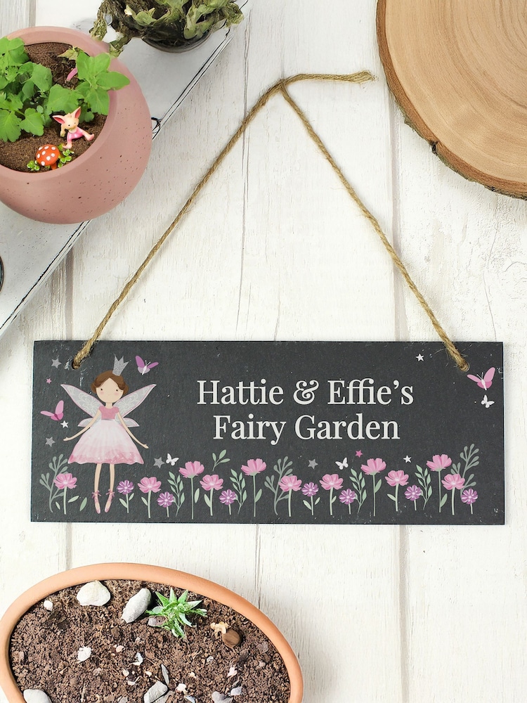 Personalised Fairy Princess Garden Slate Sign by PMC - Image 1 of 3 Personalised Fairy Princess Garden Slate Sign by PMC - Image 1 of 3