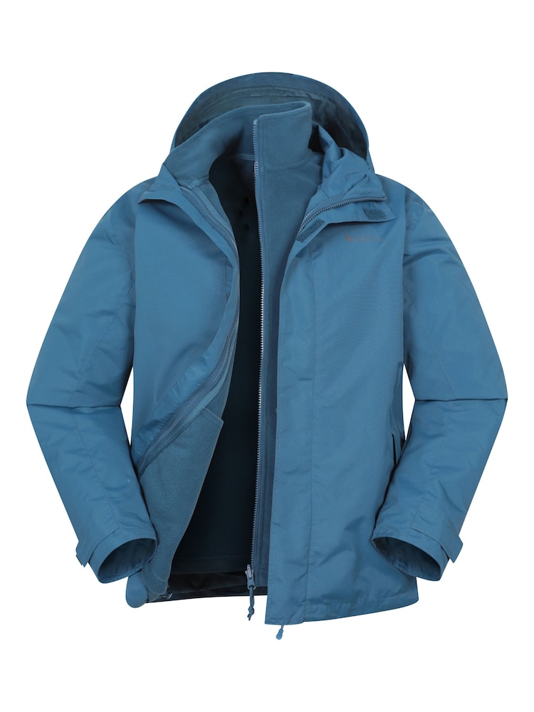 Mountain Warehouse Blue Marl Mens Fell 3-In-1 Water Resistant Jacket - Image 1 of 7 Mountain Warehouse Blue Marl Mens Fell 3-In-1 Water Resistant Jacket - Image 1 of 7