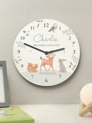 Personalised Woodland Animals Wooden Nursery Clock by PMC - Image 1 of 3