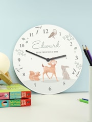 Personalised Woodland Animals Wooden Nursery Clock by PMC - Image 2 of 3