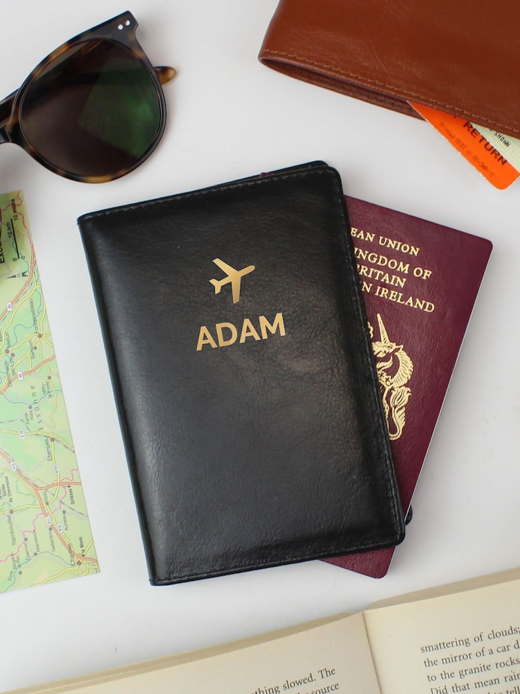 Personalised Gold Plane Passport Holder by PMC - Image 1 of 3