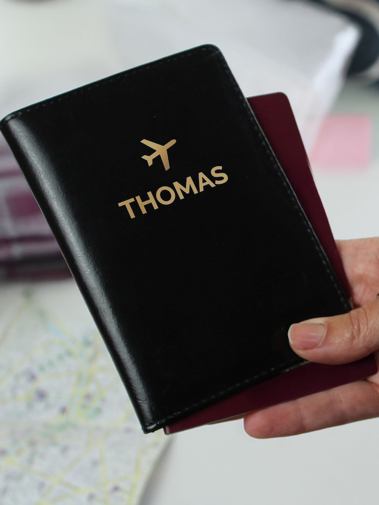 Personalised Gold Plane Passport Holder by PMC - Image 2 of 3