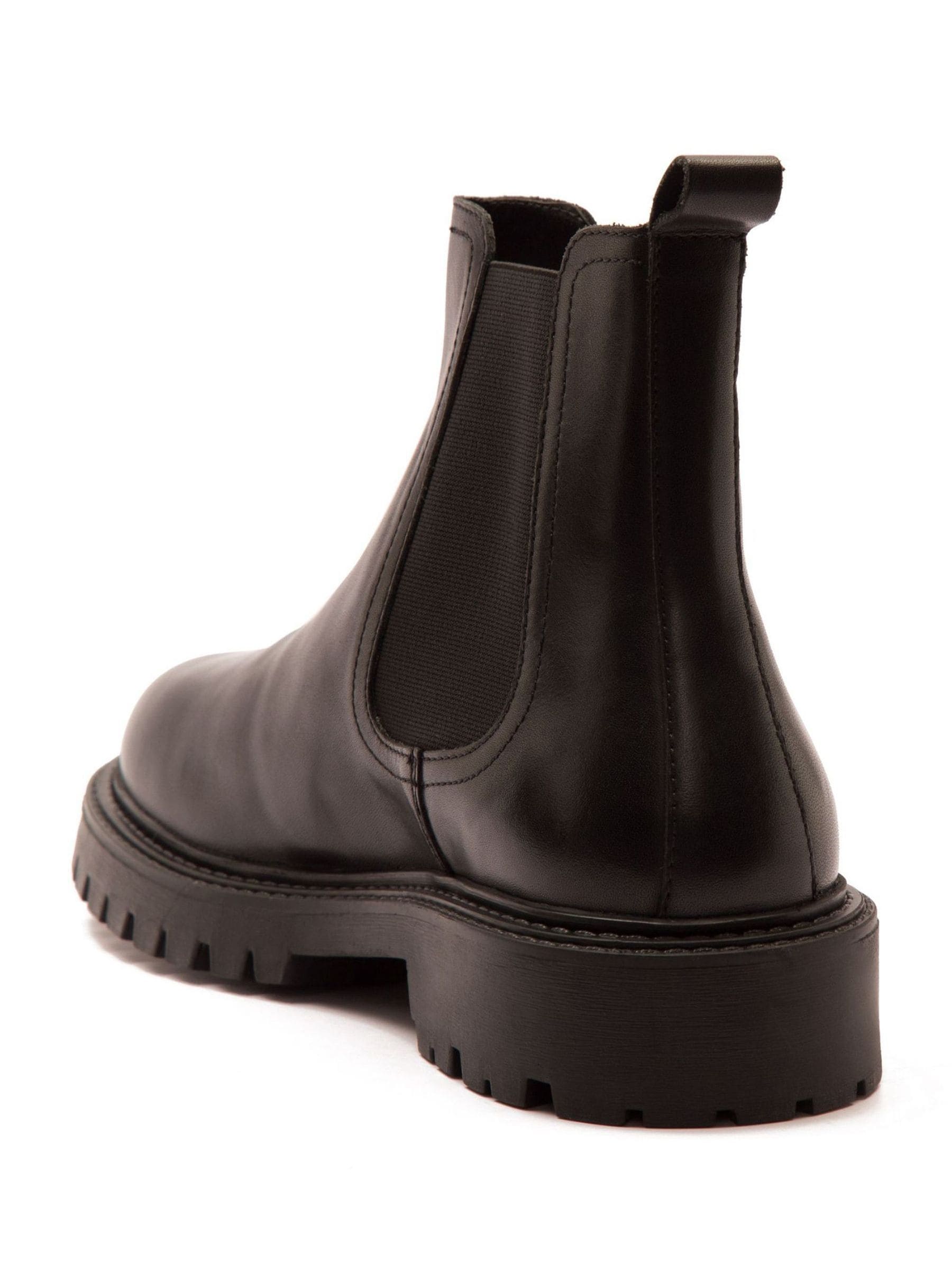 Buy Off The Hook Black Ozzy High Heel Leather Ankle Chelsea Boots