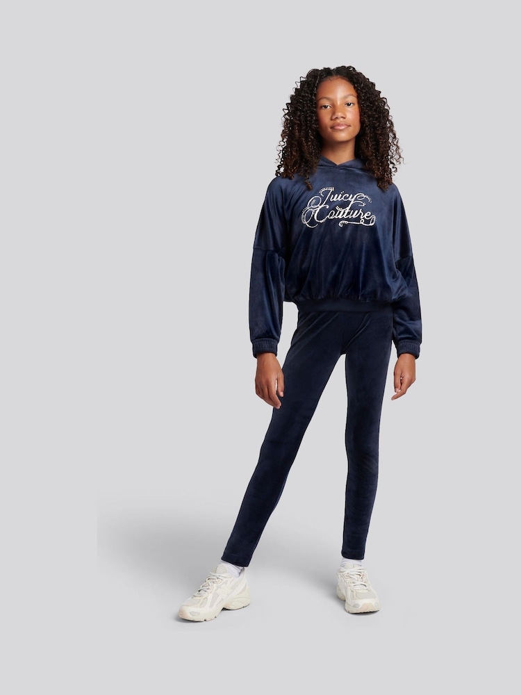 Juicy Couture Blue Relaxed Over-The-Head Hood & Velour Leggings Set - Image 1 of 11