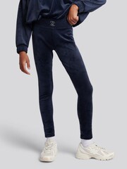 Juicy Couture Blue Relaxed Over-The-Head Hood & Velour Leggings Set - Image 4 of 11