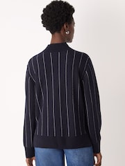 Whistles Blue Stripe Wool Funnel Neck Knit Jumper - Image 2 of 5