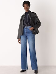 Whistles Blue Stripe Wool Funnel Neck Knit Jumper - Image 3 of 5