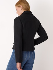 Whistles Black Crop Boucle Collarless Jacket - Image 2 of 4