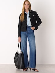 Whistles Black Crop Boucle Collarless Jacket - Image 3 of 4