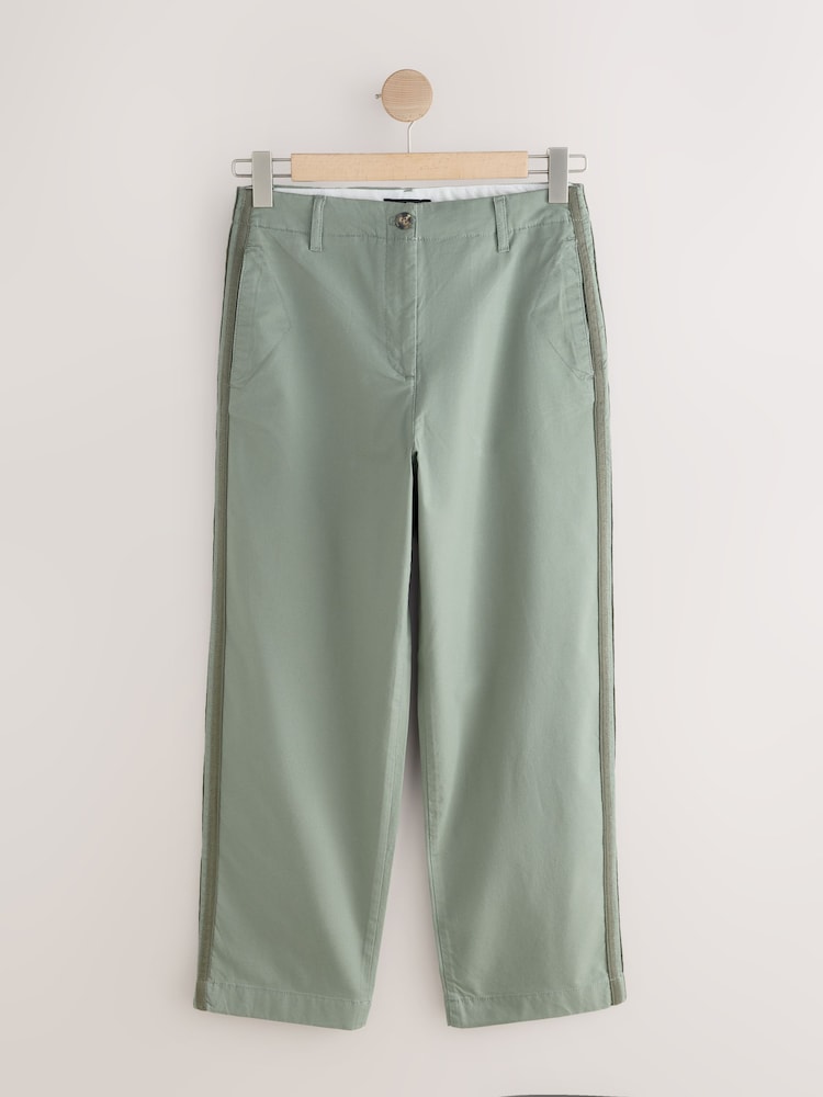 Khaki Green Straight Leg Chinos with Side Stripes - Image 5 of 5