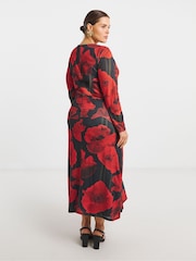 Simply Be Red Mesh Midi Dress With Buckle Detailing - Image 2 of 4