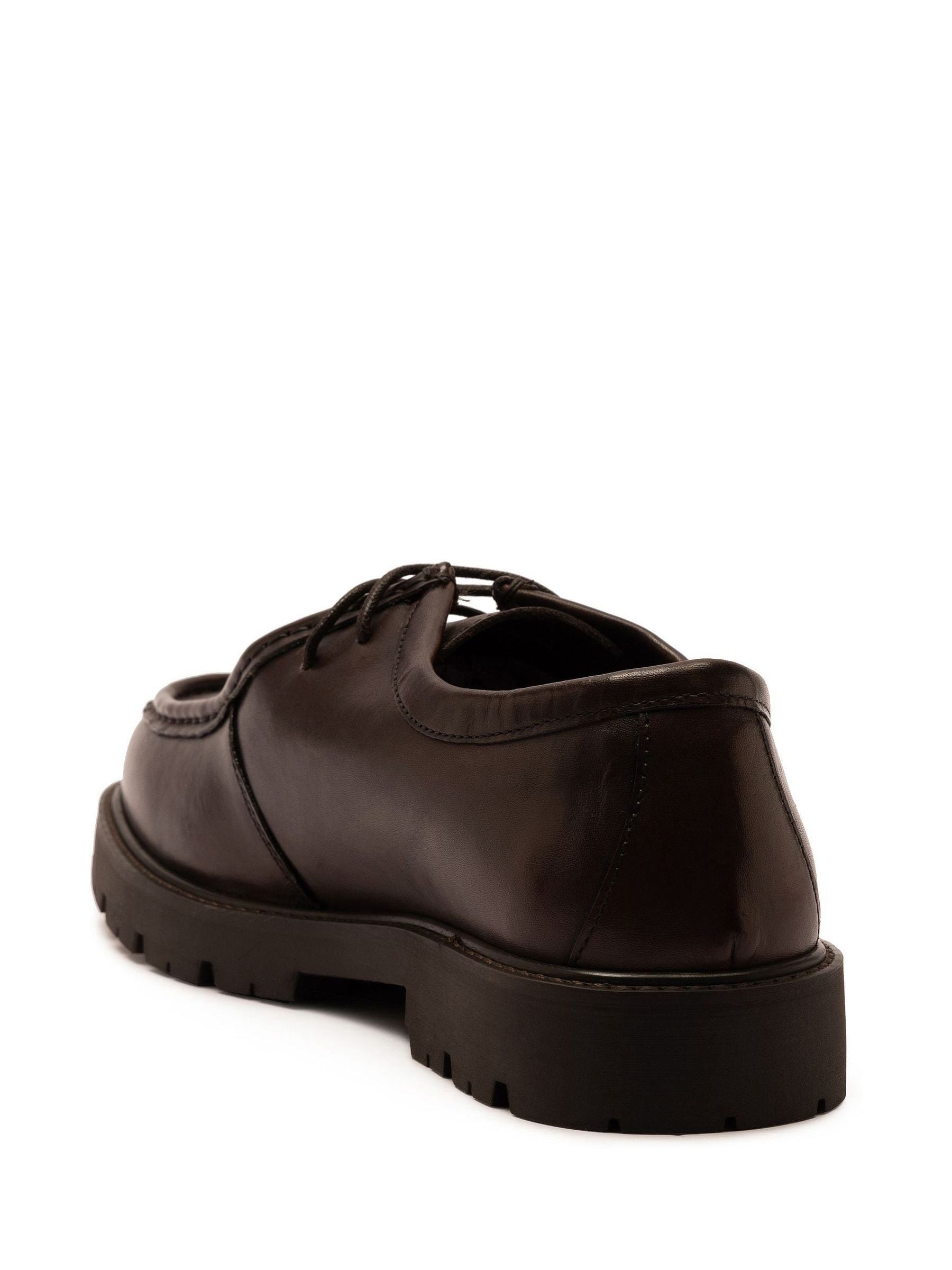 Buy Off The Hook Brown Jovi Leather Moc Toe Lace-Up Shoes with Lug