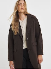 Marrón - Simply Be Midaxi Faux Wool Coat - Imagen 3 de 4