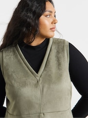 Simply Be Green Suedette V-Neck Midi Dress - Image 4 of 4