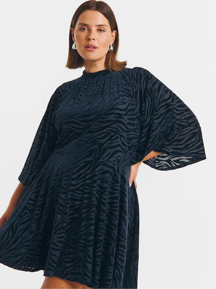 Simply Be Blue Animal Devoure Skater Dress - Image 1 of 4