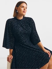 Simply Be Blue Animal Devoure Skater Dress - Image 2 of 4