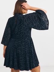 Simply Be Blue Animal Devoure Skater Dress - Image 3 of 4