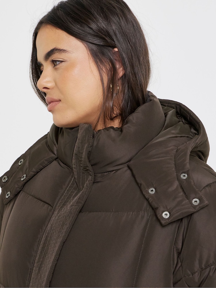 Simply Be Brown Padded Maxi Duvet Coat - Image 4 of 4 Simply Be Brown Padded Maxi Duvet Coat - Image 4 of 4