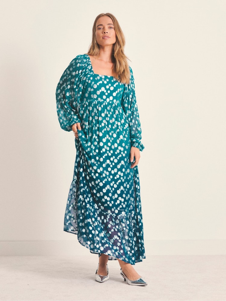 Simply Be Blue Dobby Ombre Jacquard Maxi Dress - Image 1 of 4 Simply Be Blue Dobby Ombre Jacquard Maxi Dress - Image 1 of 4
