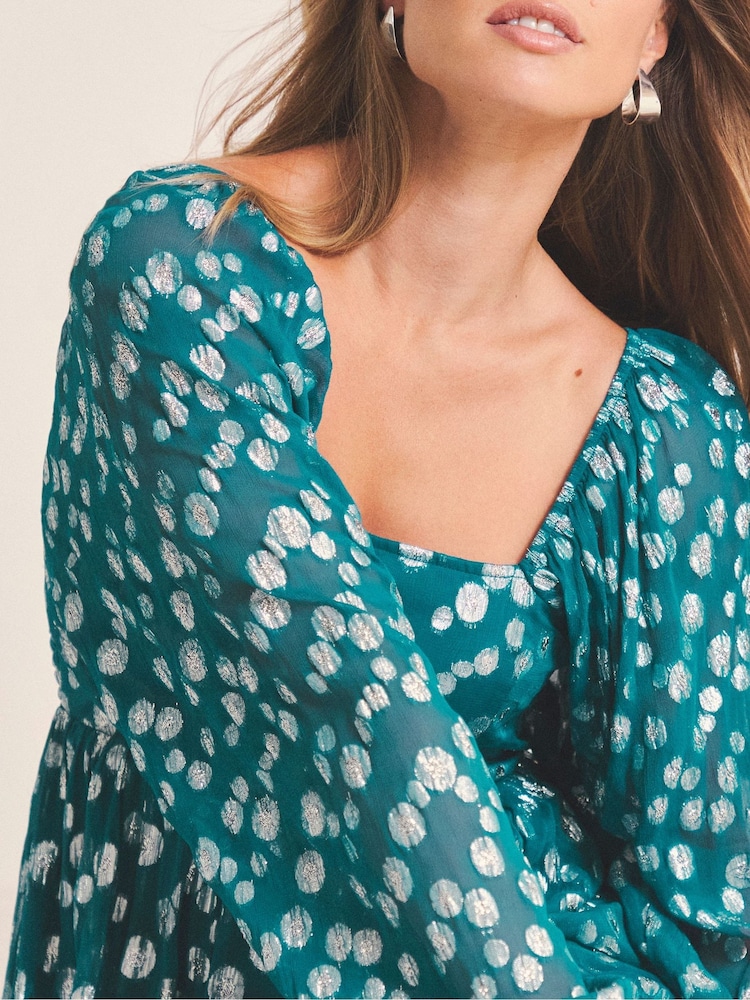 Simply Be Blue Dobby Ombre Jacquard Maxi Dress - Image 4 of 4 Simply Be Blue Dobby Ombre Jacquard Maxi Dress - Image 4 of 4