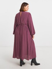 Simply Be Red V-Neck Button Through Midi Dress - Image 2 of 4