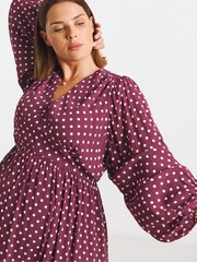 Simply Be Red V-Neck Button Through Midi Dress - Image 4 of 4