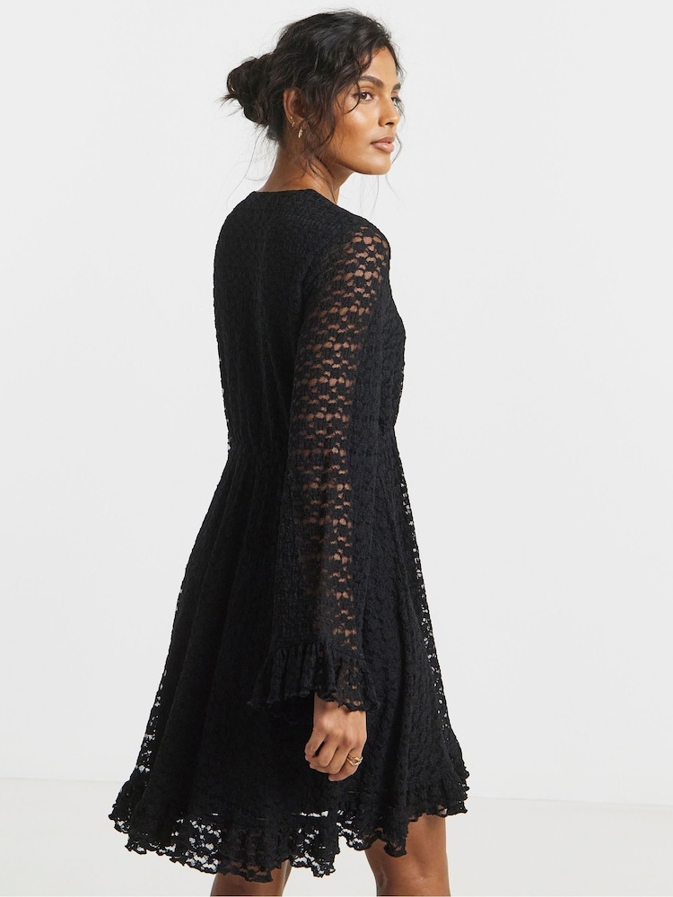 Simply Be Black Lace Skater Dress - Image 2 of 4