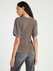 River Island Brown Short Sleeve Ruched Top - Image 4 of 6