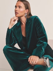 Simply Be Green Velvet Single Breasted Blazer - Image 1 of 4