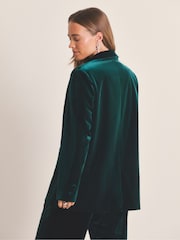 Simply Be Green Velvet Single Breasted Blazer - Image 2 of 4