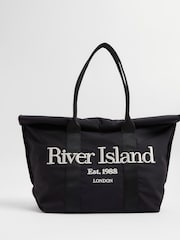 River Island Black Roll Top Holdall logo Bag - Image 1 of 6