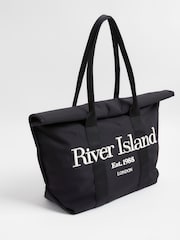 River Island Black Roll Top Holdall logo Bag - Image 4 of 6