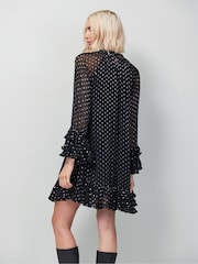 Ro&Zo Silver Petite Beatrix Foil Frill Sleeve Mini Dress - Image 3 of 4