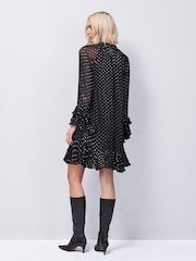 Ro&Zo Silver Petite Beatrix Foil Frill Sleeve Mini Dress - Image 4 of 4