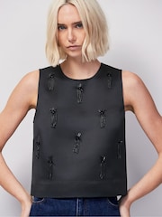 Ro&Zo Black Embroidered Beaded Shell Top - Image 3 of 5