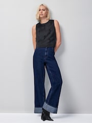 Ro&Zo Black Embroidered Beaded Shell Top - Image 4 of 5