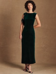 Ro&Zo Green Petite Joanna Velvet Open Back Dress - Image 1 of 4