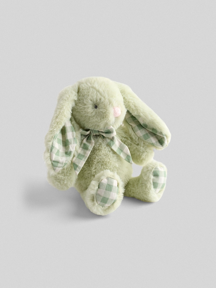 JoJo Maman Bébé Gingham Matcha Bunny Soft Toy Plushie Small - Image 3 of 3