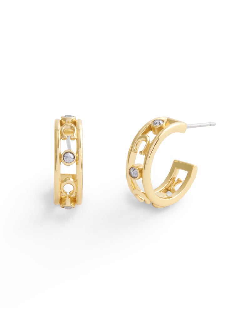 COACH Gold Signature C Open Hoop Earrings - Image 1 of 3