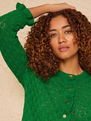 Grün - Love & Roses Frill Detail Knitted Cardigan - Bild 2 von 4