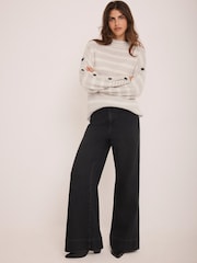Mint Velvet Grey Wool Blend Striped Longline Jumper - Image 2 of 7