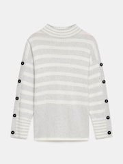 Mint Velvet Grey Wool Blend Striped Longline Jumper - Image 6 of 7