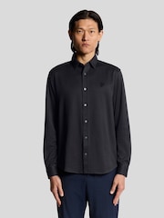 Lyle & Scott Blue Jacquard Interlock Shirt - Image 1 of 5