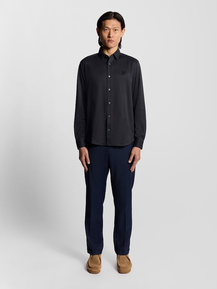 Lyle & Scott Blue Jacquard Interlock Shirt - Image 2 of 5